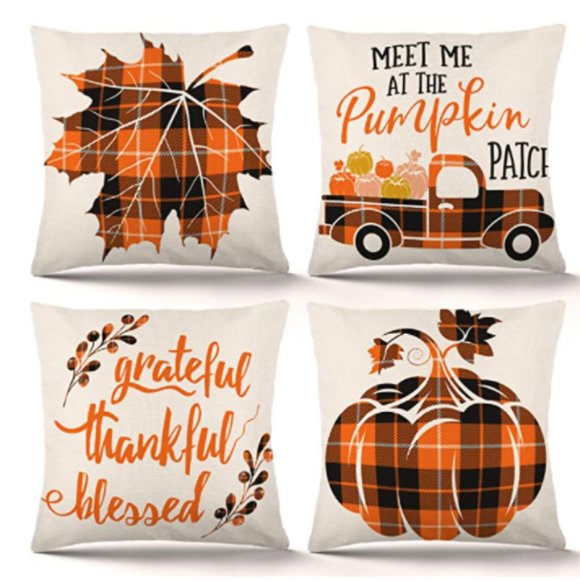 Set of 4 Fall Autumn Pillows Home Decoration 18x18 Inch - Picture 1 of 3